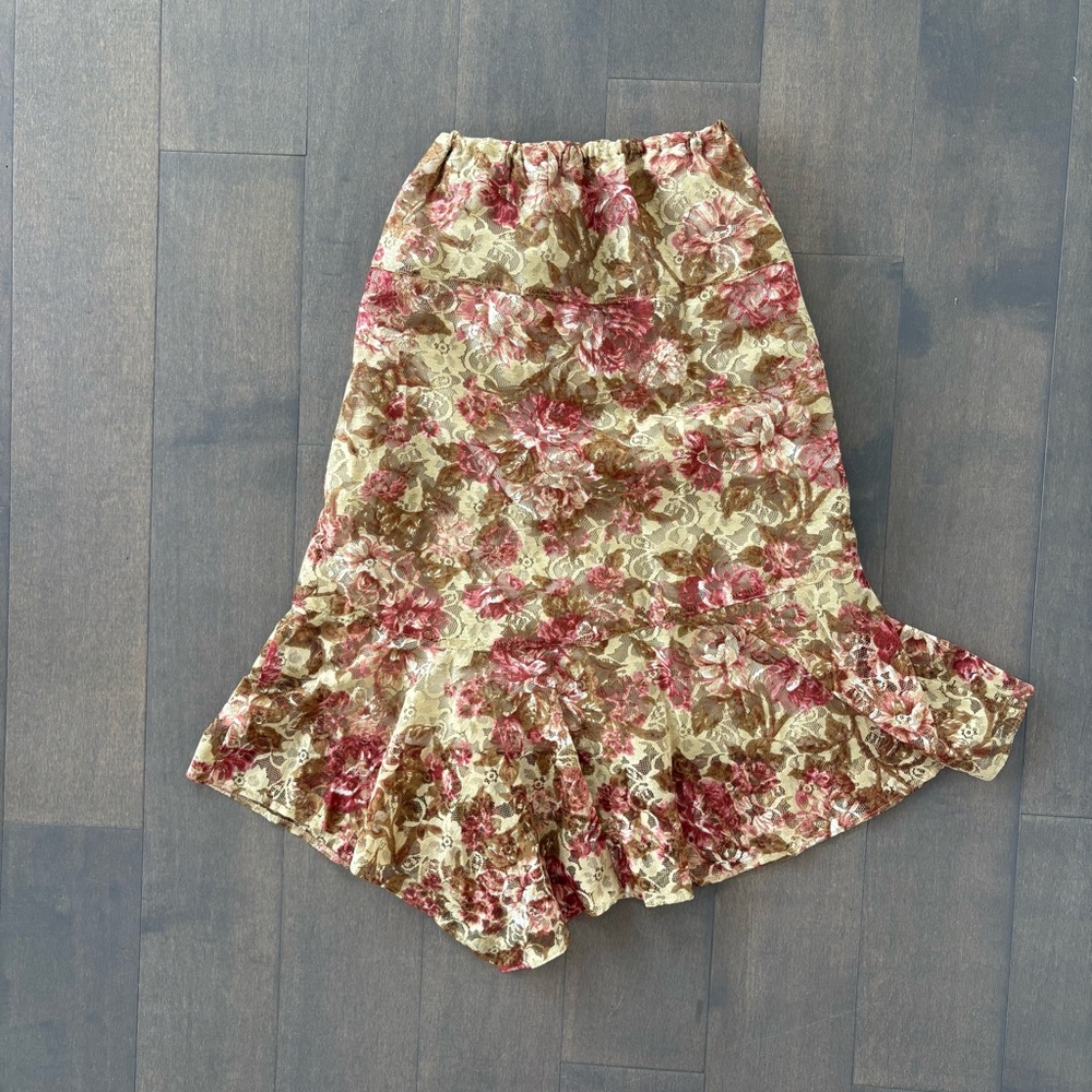 Floral Mermaid Cut Low-waisted Midi Skirt